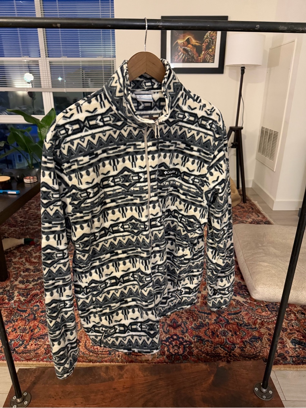 Columbia Full-Zip Fleece Jacket in Cream & Black